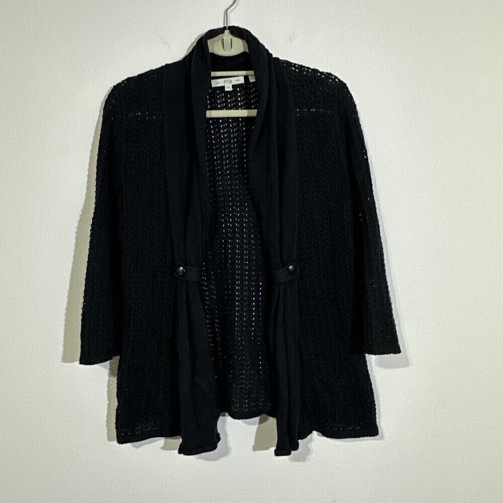 Pria Women Black Cardigan S Crochet open net.